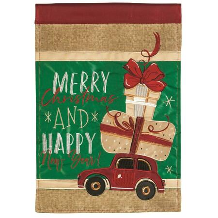 RECINTO 29 x 42 in. Car Merry Christmas Applique Printed Garden Flag - Large RE3454546